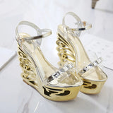 Zingj 2017 Summer Fashion New Leather Buckle Wristband Metal Decoration Waterproof Platform With Ultra High Heel