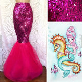 Women Girl Mermaid Halloween Cosplay Costume Fancy Party Tail Maxi Skirt Sparkle Sequins Long Dress Tail