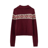 Vintage Polo Collar Zip Up Knit CardiganOutfit