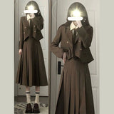 Zingj 2024 New Student Temperament, Blazer, Tie, Shirt, Pleated Skirt, Three-Piece Set-Outfit