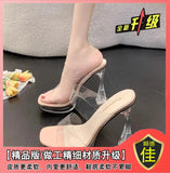 Ultra-High Heels T-Model Show Show Shoes Transparent Crystal Cool Tug Fish Mouth Waterproof Table Coarse Heel