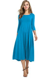 2020 Autumn Winter Elegant New Fashion O Neck Women's Midi Maxi Dress Casual Tunic Solid Three Quarter Ladies Long