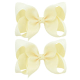 4'' Cute Solid Grosgrain Ribbon Bowknot Hair Clips For Girls Handmade Hairpins Barrettes Headwear Kids Hair