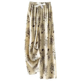 High-End Cotton Pyjamas Ladies Summer Thin Artificial Silk Home Leisure Long Trousers Straight Can Be Worn