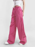 Zingj Trendy Women's Wear Personality Rope Design Solid Color Simple Basic Straight Tube Overalls Casual