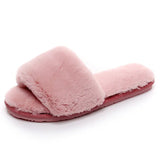 Fashion Red Black Women Slippers Indoor Plush Slippers Autumn Winter Female Flat Shoes Ladies Comfortable Fur