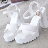 Women Fish Mouth Platform High Heels Wedges Buckle Slope Sandals Women Shoes Woman Platform High Heels Sandals High