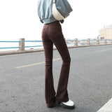 Flared Jeans Femme Street Low Waist Horn Pants Japanese Brown Elastic Korean Fashion Casual Cotton Y2k Women
