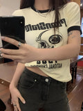 Grunge Graphic T Shirts Women Short Sleeve Streetwear Crop Tops Y2k Vintage T-shirt For Summer Tee Shirt Femme