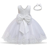 Girl Tutu Dress Headband Outfit Bowknot Clothes Baby Summer Dress Infant Party Wear Christening Gown 1 Year