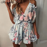 Style Playsuit Floral Print Sexy Rompers Short Overalls Top Macacao Feminino Women Clothes Casual Summer Beach