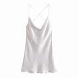 Summer Slip Dress Women 2023 Tie Dye Satin Short Woman Dresses Strappy Sexy Backless Strap Mini Dress Club Party