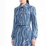 Zingj Street Short Jacket Spring 2024 New Lapel Word Button Wave Color Women's Denim