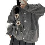 Zingj Of New Style Of Qiu Dong Adds Thick Pure Color Sweater Gentle Languid Lazy Wind Loose Knit Cardigan Coat Female-Outfit