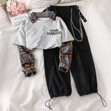 Spring Women Casual Joggers 2 Piece High Waist Loose Female Hip Hop Trousers With Blouse Funny Streetwear