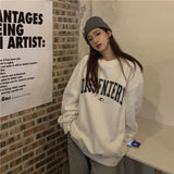 Print New Casual Top Vintage Simple Women Hoodies Korean Gray Autumn Thin Streetwear College Girls ins Lady's