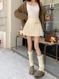 Bow Solid High Waist Pleated A-line Skirt- Outfit