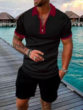Zipper Lapel Shirts And Pockets Shorts Suits Mens Summer Outfits Fashion Streetwear Vintage Printed Two Piece Sets