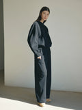 [Daihe] Winter New Leisure High Waist Draw Rope Joker Vertical Cut Cocoon Type Two Wear Plus Velvet Guard Pants Female H7722-Outfit