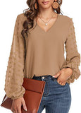 Women Blouse 2022 Spring Fashion V Neck Long Sleeve Elegant Office Work Shirts Tops Lady Plus Size Casual Chiffon