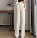 Zingj Pants Female Spring And Autumn 2024 New High Waist Hanging Feeling Loose Straight Leg Hanging Feeling Wide Leg Pants Large Size Pink Casual