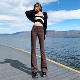 Women White Vintage Flare Jeans England Style High Street Women's Pants High Waist Denim 2022 Trend pantalones de