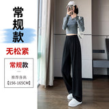 High Sense Suit Pants Female Spring And Summer High Waist Down Small Thin Black Straight Pants Narrow Version Wide Leg Pants-Outfit