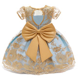 Dress Lace Pageant Frock Prom Gown Flower Beading Princess Dress 1-10Y Kids Clothing Elegant Children Birthday Party