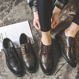 Zingj Men's Shoes Spring / Summer 2023 Business Formal Wear Leather Shoes Block Carved Flower Pointed Men's Leather Shoes