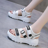 Zingj Sports Sandals Summer 2023 New Korean Platform Platform Casual Beach Sandals- Outfit