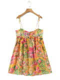 Printed Strap Tie-Up Slip Mini Dress-Outfit