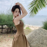 Zingj Shot Chocolate Brownie Sexy Slip Dress Summer Vintage Niche Design Show Thin A-Word