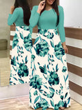 Summer New Summer Bohemia Flower Print O Neck Short Sleeve Women's Maxi Dress Fashion Patchwork Ladies Long Dress