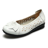 Summer Genuine Leather Shoes Women Butterfly-knot Loafers Women Flats Ballet Autumn Casual Flat Shoes Woman