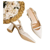 Sandals Women 2025 New Summer Fairy Not Tired Feet French Soft Leather Pointed Thick Heel High Heels