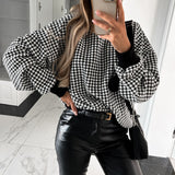 Women Autumn New Long Sleeve Love Tops Shirts Elegant Crew Neck Long Sleeve Pullover Tee Fashion Striped Print Basic
