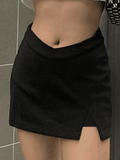 Lined Detail Split Cargo Mini Skirt- Outfit