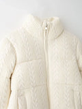 Cabel Knitted Zipper Puffer Coat- Outfit