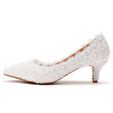 5 Cm Lace Heel High Heel Heel Heel Mid-Heeled Wedding Shoes Pointed Bridesmaid Shoes Annual Photo
