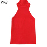 New Women Fashion Sleeveless Knitting Halter Vest Sweater Female Sexy Backless Casual Slim WaistCoat Jacket Tops