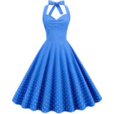 Halter Pinup Summer Tunic Midi Resses for Women 2022 French Style Robes De Soiree Sleeveless Rockabilly Short Prom