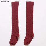 Girls' School Uniform Knee-High Sock Cable-Knit Children's Long Sock Fashion Kniekousen Kinderen Solid Color Kids