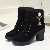 The Fall Of 2025, The New Women's Boots Water Drilled Wool Mouth High Heel And Large-Size Fashion Shoes