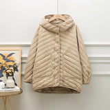 Light Down Jacket 2024 New Loose Simple Hooded Large Size White Duck Down Thin Coat-Outfit