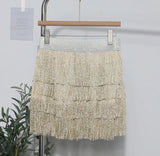 Shiny Tassel Dress Girl Autumn Design Small Babes Dance Irregular A Short Skirt