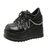 The 9CM Thick-Soled Punk Women's Singles Shoes 2025 New Leather Hottie Windy Round Head Women's Shoes Size 35-42