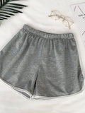 Sports Shorts for Women, Simple Loose Shorts, Casual Slimming Short for Ladies, High Waisted, Monochrome, Summer Fashion-Outfit