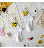 Women's Socks Big Smile Face Mid-calf Length Media Corta Crew Female Cotton Sock Couple