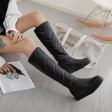 Warm Plush Knee High Boots Women Comfy Flat Heel Snow Boots Slip On Platform Woman Long Boots Shoes Black Pink White