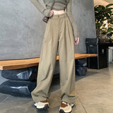 Workwear Trousers Women's Summer Thin 2025 New High-Waisted Leisure Sports Broad-Legged